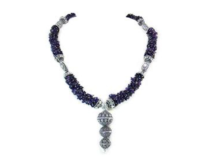 uncut amyethst bunch necklace