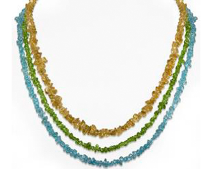 uncut natural stone single strand necklace 3 piece set